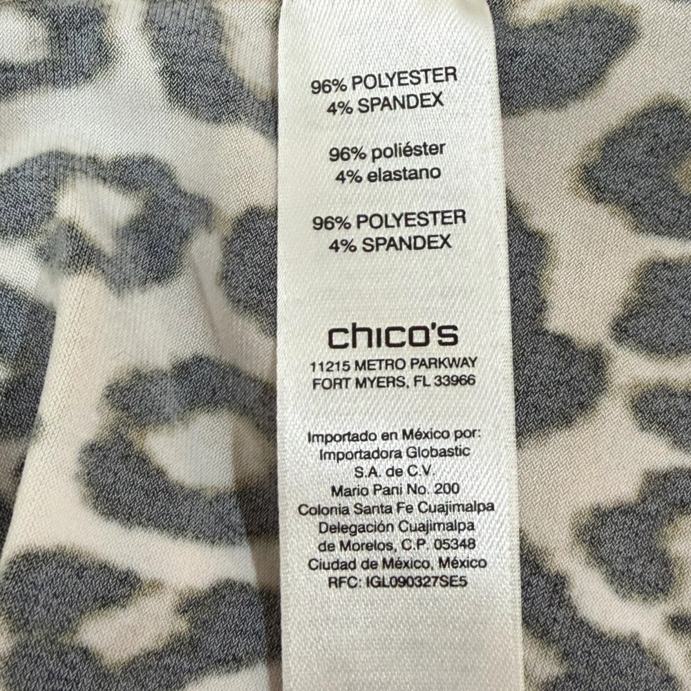 Chico’s Trapeze Leopard Animal Print Stretchy Swing Dress 3/4 Sleeve Size 8 NWT - Picture 10 of 13